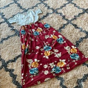 Maxi Floral & Striped Dress